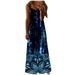 Spftem Women's Fashion Loose Luminous Print Sleeveless Casual Vest Long Dress