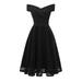 New Women Embroidery Vintage Lace Dress Off the Shoulder Short Sleeve Casual Evening Elegant Princess Party Dress