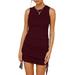 Drawstring Bodycon Mini Tank Dress Ladies Sleeveless Solid Color Sheath Ruched Stretchy Party Club Side Lace Up Dresses for Women