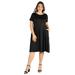 Womenâ€™s Plus Size Short Sleeve Midi Skater Dress With Pockets