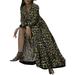 ZANZEA Womens Dresses V-Neck Long Sleeve Leopard Print Holiday Beach Casual Dress