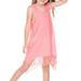 Kavio! Girls 3-6X Sheer Jersey Raw Edge Fringe Asymmetrical Tank Dress Flamingo 4