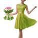 New Fashion Women Chiffon Lace Dress Sleeveless O Neck Solid Color Elegant Princess Party Dress