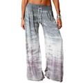 Avamo Women Wide Leg Pants Tie Dye Gradient Dancing Pants Mid Waist Hip Hop Palazzo Pants Streetwear