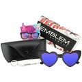 Emblem Eyewear - Oversize Cat Eye Heart Shape Mirrored Lens Sunglasses w/ CASE