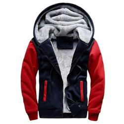 Men's Winter Plus Velvet Padded Zipper Hooded Warm Sweater Jacket