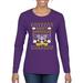 Happy Hanukkah Ugly Christmas Sweater Womens Graphic Long Sleeve T-Shirt, Purple, Medium