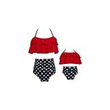 Baby Girls Bikini Swimsuit Set Family Matching Mother Girl Swimwear Baithing Suit, Red, 2-3 T