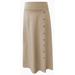 Women's Stretch Cotton Knit Faux Button Front Maxi A-Line Skirt