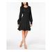 BAR III Womens Black Polka Dot Long Sleeve Jewel Neck Mini Fit + Flare Dress Size: 2