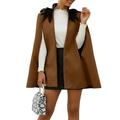 ZANZEA Women Winter Sleeveless Stand Collar Feather Elegant Solid Cape Coats Trench Cloak