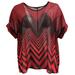 Women Plus Size Zig Zag Stripe Chiffon T-Shirt Blouse Top Plus Size Red 3X 17043 BNY Corner