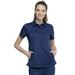 Cherokee Workwear Revolution Scrubs Top for Women Hidden Snap Front Collar Shirt Plus Size WW669, 4XL, Navy