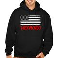 Men's Taekwondo American Flag TV7 Black Pullover Hoodie Sweater Small Black