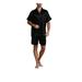Diconna Men Stain Silk Short Sleeve Pajama Set Silk Sleepwear Black XXXL