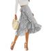Avamo Boho Beach Wrap Split Skirt For Women Waist Knot Floral Print High Waist Ruffled Skirts Sundress