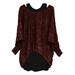 Sexy Dance Women Long Sleeve Tunic Blouse 2 Pieces T Shirts + Tank Tops Fashion Loose Vintage Batwing Sleeve T-shirt Tee