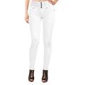 Hybrid & Company Women Butt Lift 4 Buttons High Wide Waist Stretch Denim Ripped Distressed Skinny Jeans, P48608SK-WHITE-3