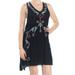FREE PEOPLE Womens Black Embroidered Printed Sleeveless V Neck Above The Knee Dress Size XS