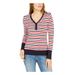 TOMMY HILFIGER Womens White Striped Long Sleeve With Buttons Top Size XS