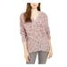 STYLE & COMPANY Womens Pink Printed Long Sleeve V Neck Blouse Sweater Size XL