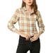 Allegra K Women's Classic-Fit Long-Sleeve Lightweight Button Down Plaid Shirt