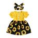 Kids Dress, Floral Round Neck Short Sleeve One-Piece Ruffle Dress