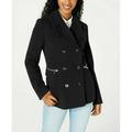 NEW Maralyn & Me Women's Black Double Breasted Jacket Pea Coat Zippered Size S