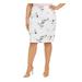 KASPER Womens White Embroidered Floral Knee Length Skirt Size 18W