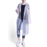 Unisex Poncho Hooded Drawstring Snap Button Waterproof Raincoat