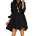 ZANZEA Women High Low Hem Casual Long Sleeve Pleated Mini Dress