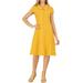 Allegra K Women's Cap Sleeve Cotton Button Down Midi Dress