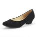 Dream Pairs Women Fashion Heel Pump Shoes Low Chunky Slip On Round Toe Shoes Comfort Pumps for Work Mila Black/Suede Size 7.5