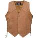 Men's XL Size Brown basic side laced Buffalo Leather 2 front 2 inside pockets vest