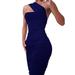 Women One Shoulder Sleeveless Ruched Bodycon Dress