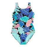 Wonder Nation Girls One-Piece Tropical Printed Swimsuit, Sizes 4-16 & Plus