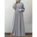 ZANZEA Muslim Dress Women Buttons Long Sleeve High Waist Solid Maxi Dress