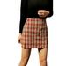 Women's Basic High Waist Bodycon Mini Plaid Uniform Skirt Casual Mini Dress for Ladies Summer Sexy Wrap Skated Short Dress