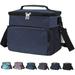 Insulated Lunch Bags for Women/Men - Reusable Lunch Box for Work Beach Picnic Spacious Lunch Cooler Tote Bag with Multi-Pockets and Adjustable Shoulder Strap for Kids/Adult, Navy Blue