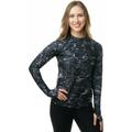 Aqua Design Women Long Sleeve Sun Protection Rash Guard Swim Surf Snorkel Shirt with Thumb Holes: Black Water size 6XL