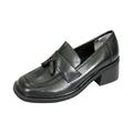 PEERAGE Rhona Women's Wide Width Slip-On Casual Tassel Leather Shoes BLACK 12