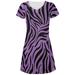 Zebra Print Purple All Over Juniors V-Neck Dress