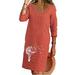 Womens Summer V-Neck Mini Kaftan Dress Half Sleeve Floral Print Casual Sundress