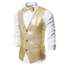 Merqwadd Men Sequin Glitter Suit Vest Wedding Casual Waistcoat Jacket