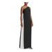 RALPH LAUREN Womens Black Pleated Sleeveless Asymmetrical Neckline Full-Length Sheath Evening Dress Size 10