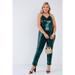 Plus Size Sequin V-neck Criss Cross Open Back Bodycon Jumpsuit