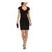 BETSY & ADAM Womens Black Embellished Sequined Lace Zippered Cap Sleeve Queen Anne Neckline Short Sheath Party Dress Size 16