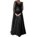 LilyLLL Womens Pregnant Sexy Photography Props Long Sleeve Mesh Sheer Gown Nursing Dress