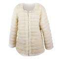 Winter Coat Fashion Solid Cardigan Thick Warm Long Sleeve O-neck Jacket Women Faux Fur Furry Coat Outerwear Overcoat Plus Size Beige L