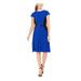 JESSICA HOWARD Womens Blue Belted Zippered Color Block Short Sleeve Jewel Neck Knee Length Sheath Wear To Work Dress Size 6